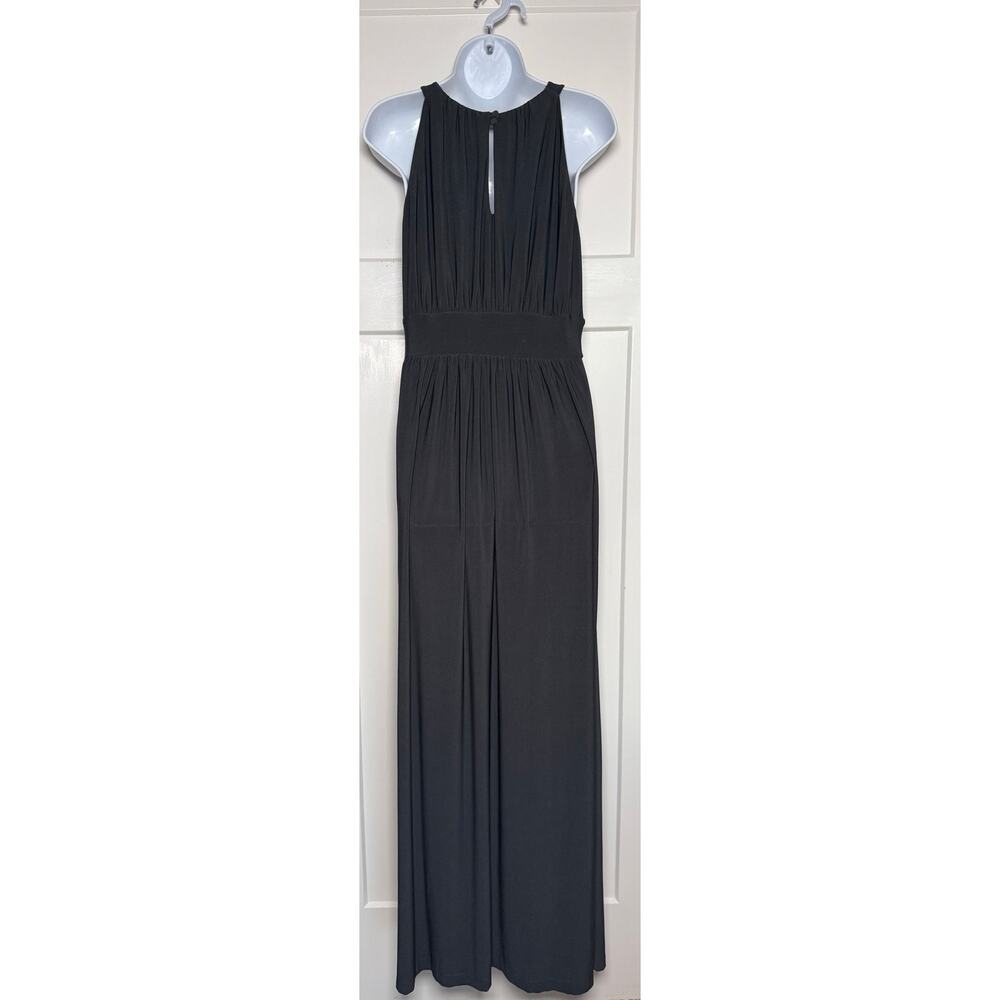 Carmen Carmen Marc Valvo Maxi Dress Sleeveless Dark Gray Keyhole MEDIUM - Picture 2 of 9